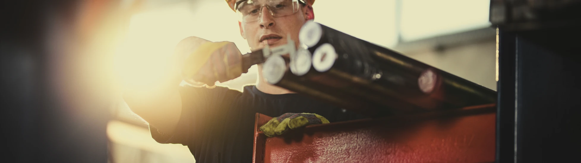 Engineer working with a precision tool